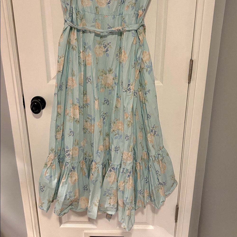 Love Shack Fancy X Target Estelle Blue Floral Puff Sleeve Midi Dress Size 22W - Picture 4 of 11